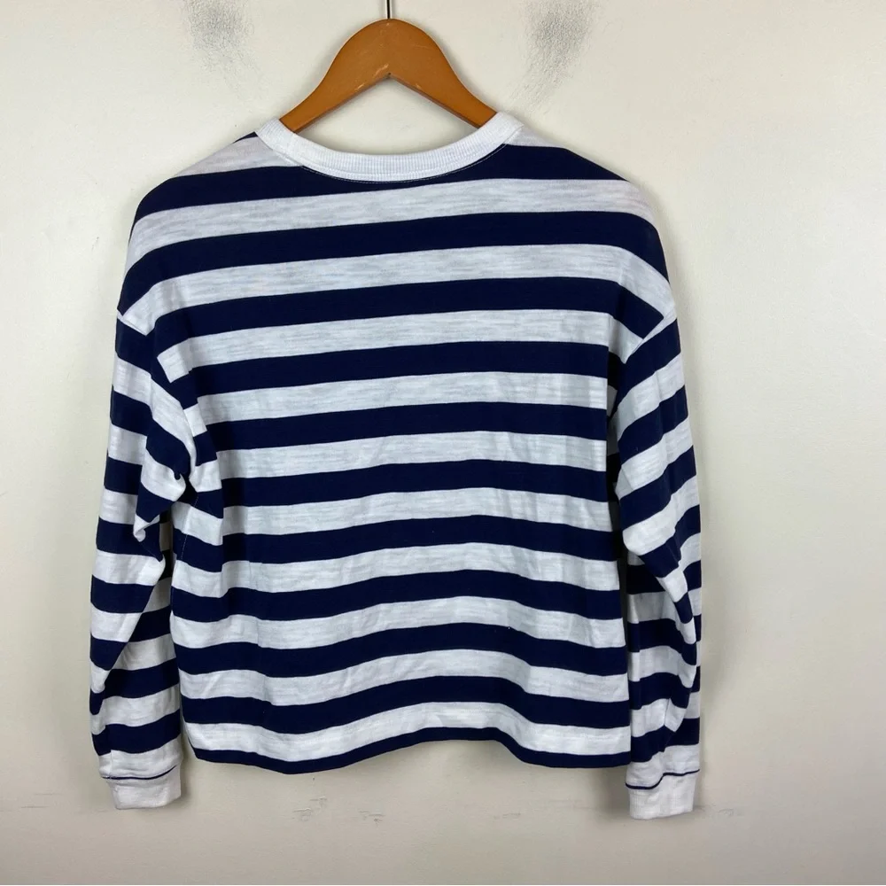 Old Navy The Easy Tee Navy White‎ Striped Breton Shirt Kiss Size XS Coastal - Picture 5 of 10